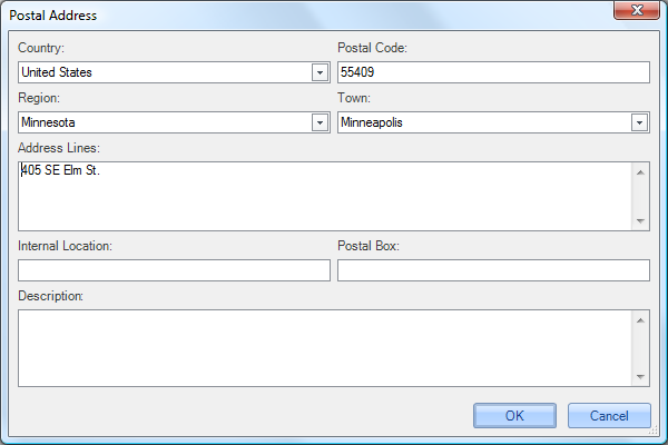 Postal Address Dialog