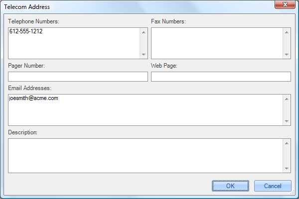 Telecom Address Dialog