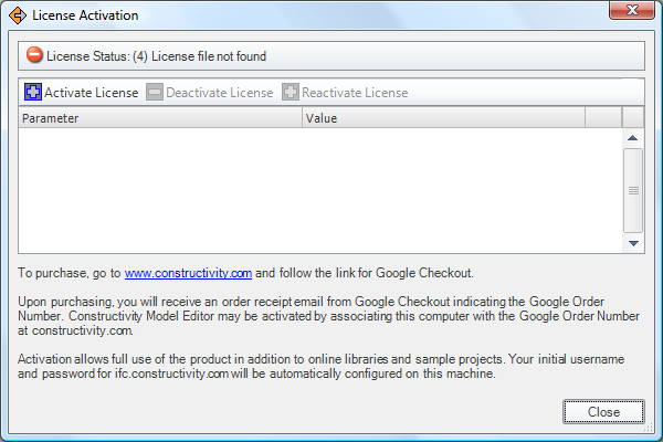 License Dialog