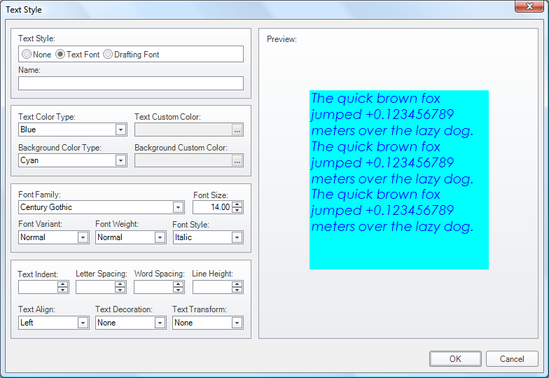 Text Style Dialog